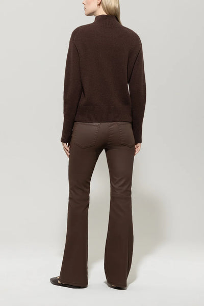 Leather Look Flared Pants in Walnut