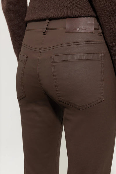 Leather Look Flared Pants in Walnut