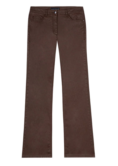 Leather Look Flared Pants in Walnut