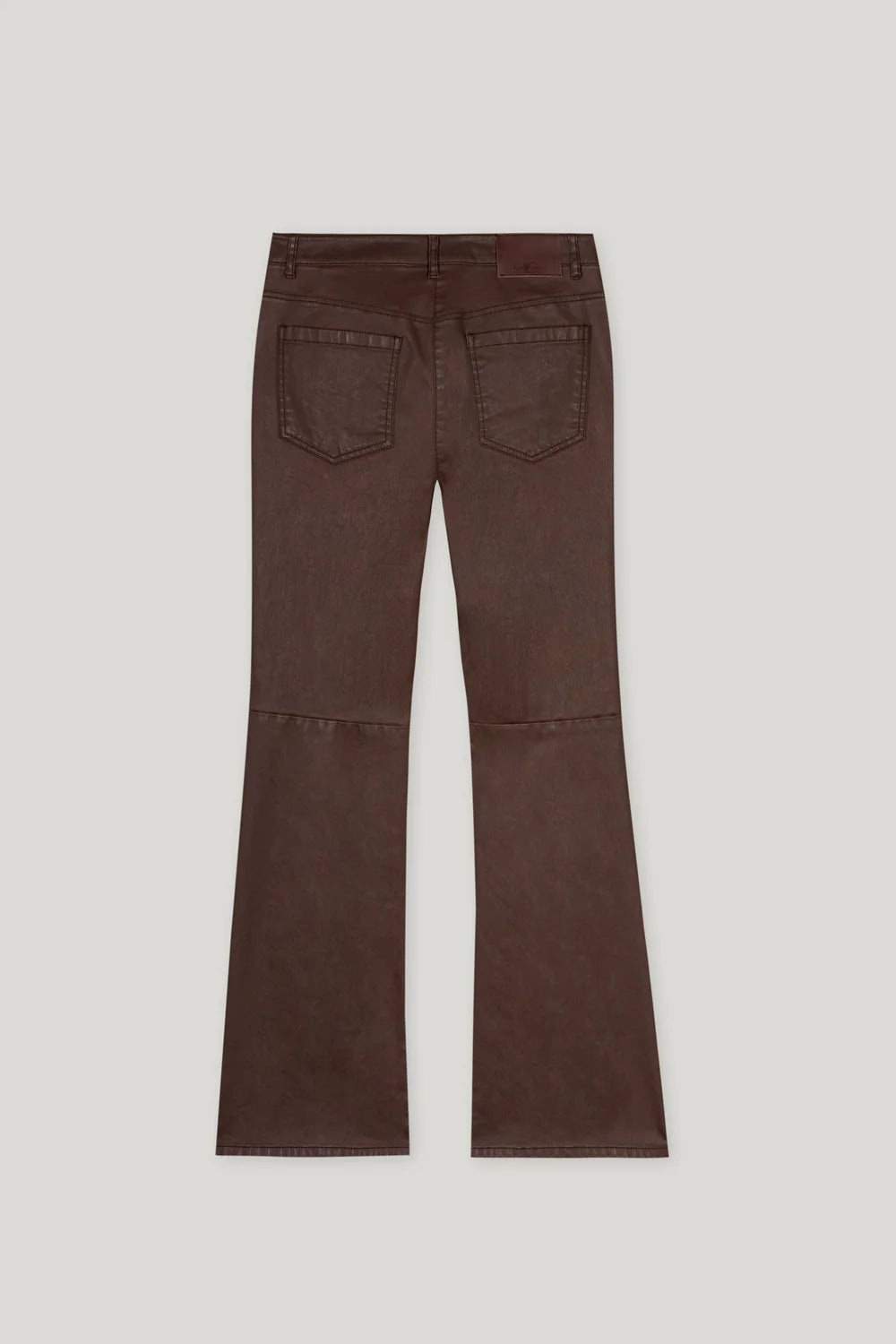 Leather Look Flared Pants in Walnut