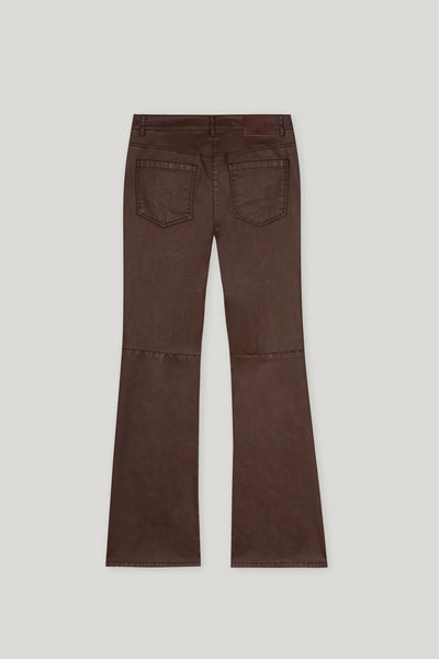 Leather Look Flared Pants in Walnut