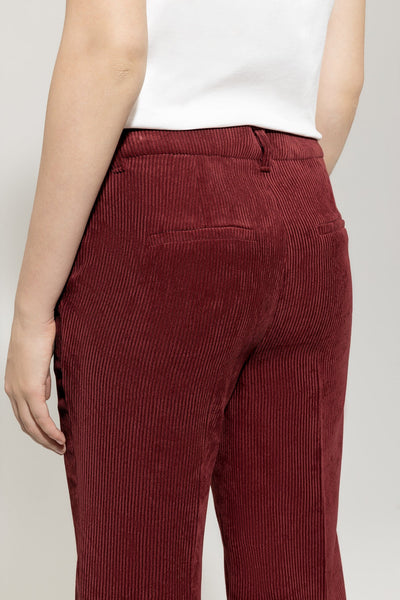 Corduroy Flared Pants in Berry Red