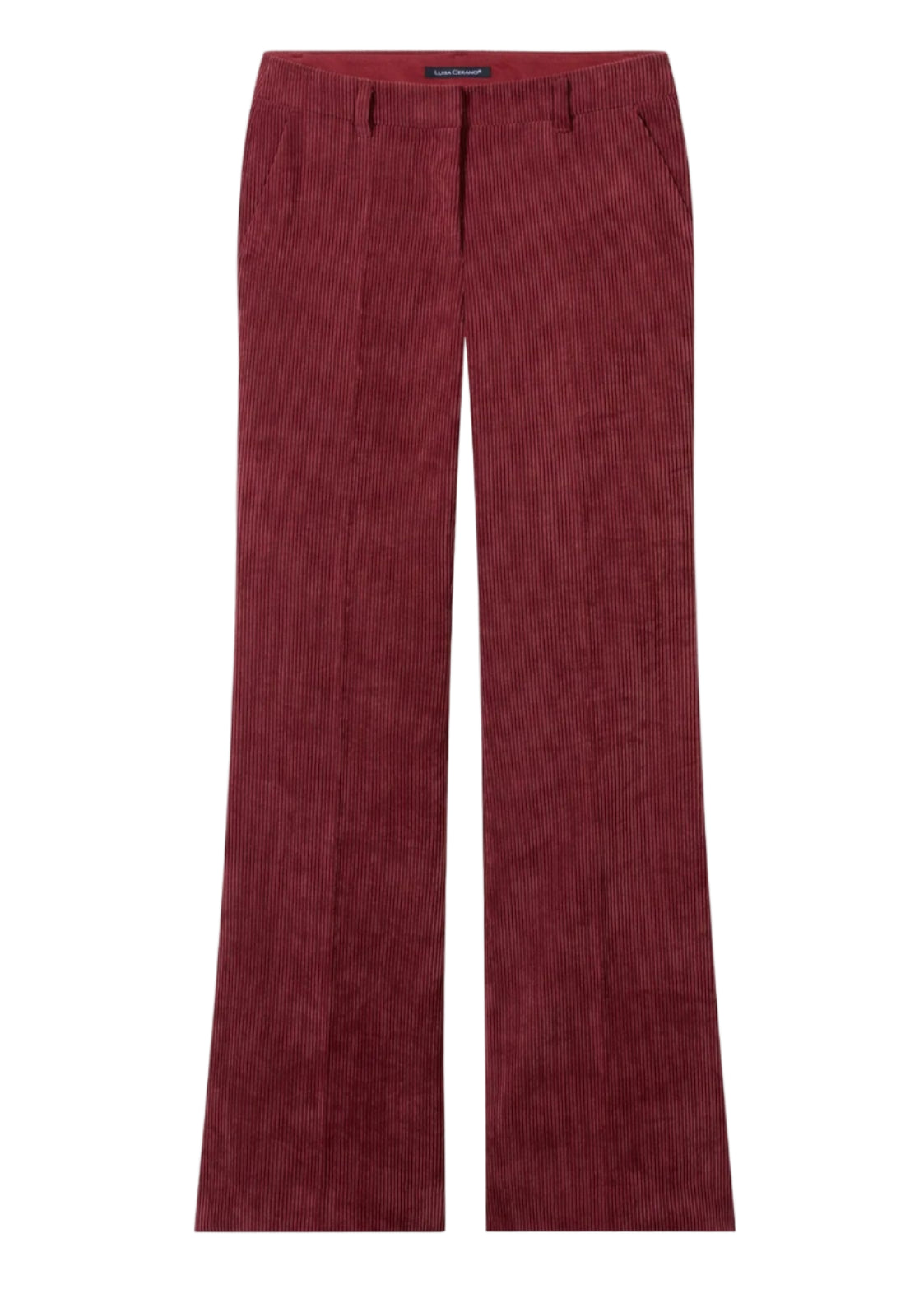 Corduroy Flared Pants in Berry Red