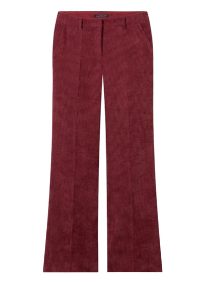 Corduroy Flared Pants in Berry Red