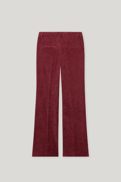 Corduroy Flared Pants in Berry Red