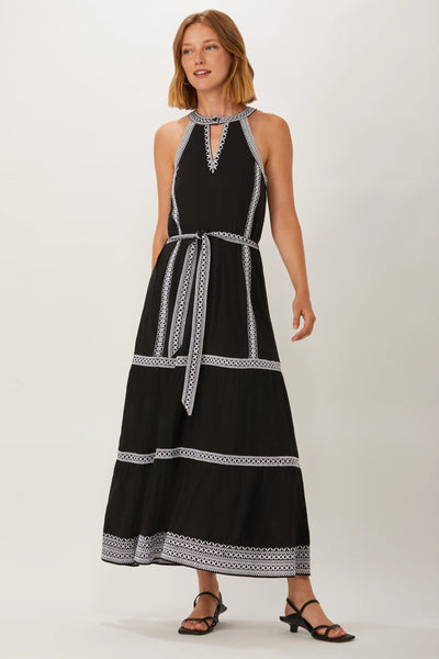 Hathaway Halter Dress - Black/White