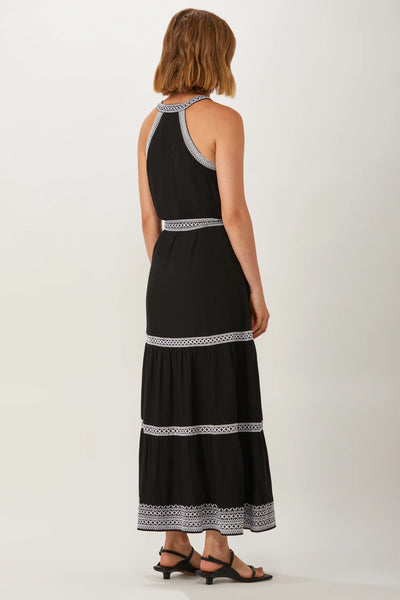 Hathaway Halter Dress - Black/White