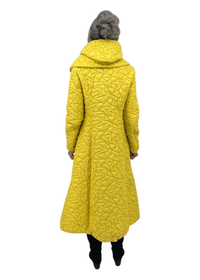 Queen Quilted Coat w/ Shawl Collar and Detachable Hood in Yellow