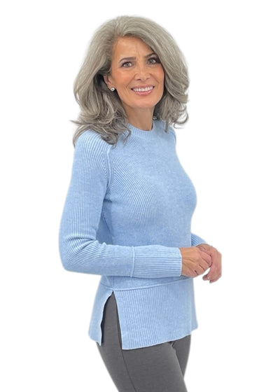 Long Sleeve Chunky Ribbed Sweater in Sky