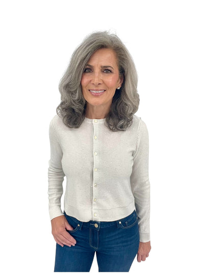 Sequin Cardigan in Ivory