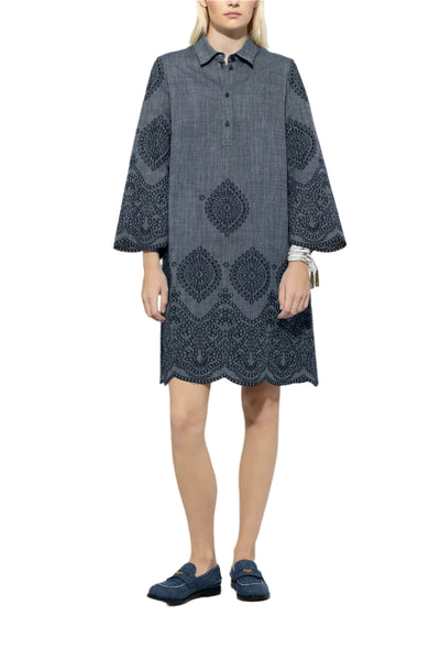 Denim Dress with Embroidered Pattern