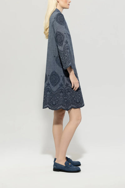 Denim Dress with Embroidered Pattern