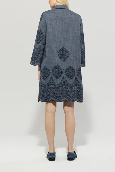 Denim Dress with Embroidered Pattern