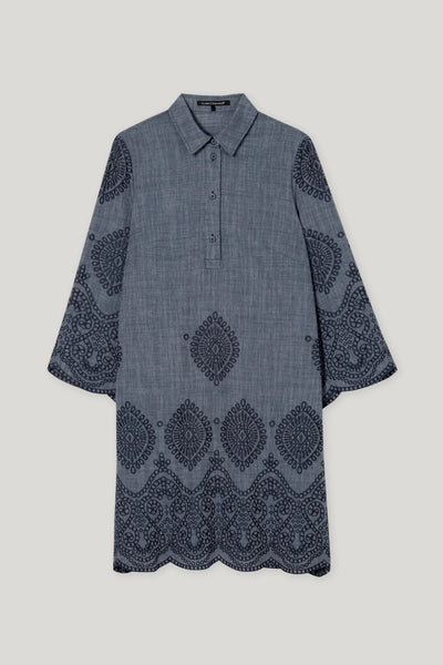 Denim Dress with Embroidered Pattern