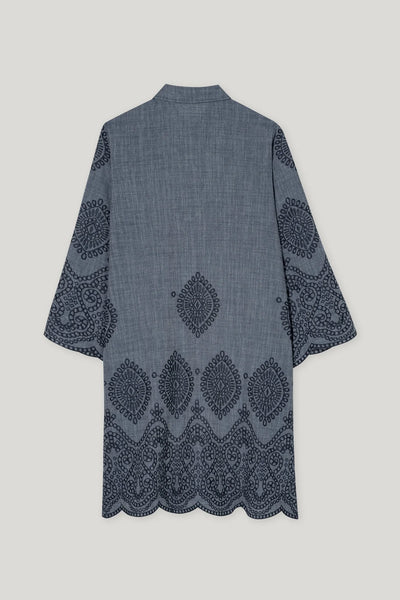 Denim Dress with Embroidered Pattern