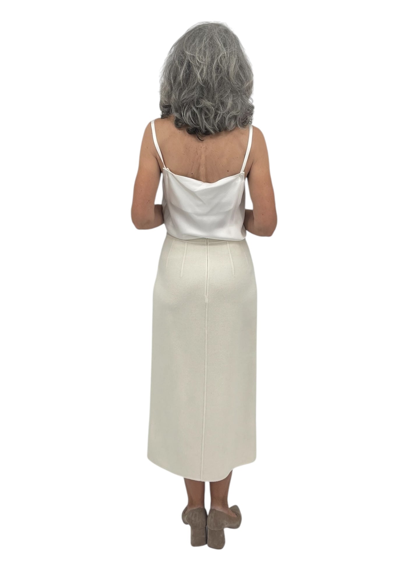 Double Face Slit Skirt in Ivory