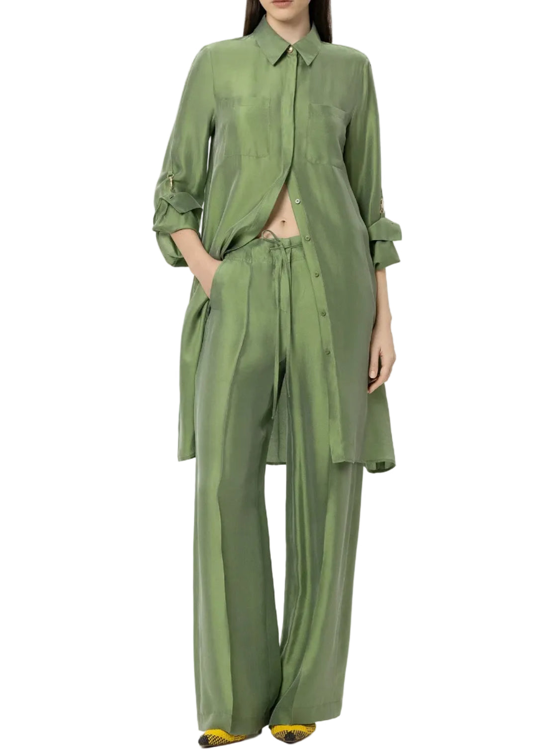 silk shirt dress green Max Mara | Woman - Printed silk shirt dress - Green