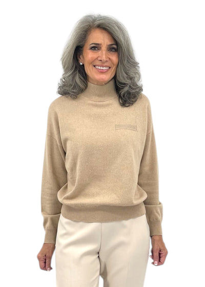 Polo Neck Sweater in Amber Beige