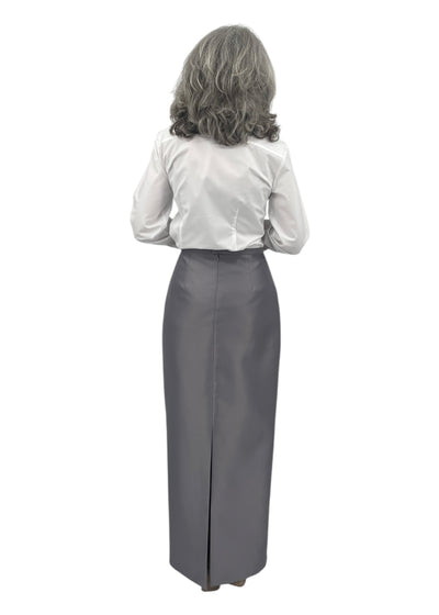 Long Slim Skirt in Silver