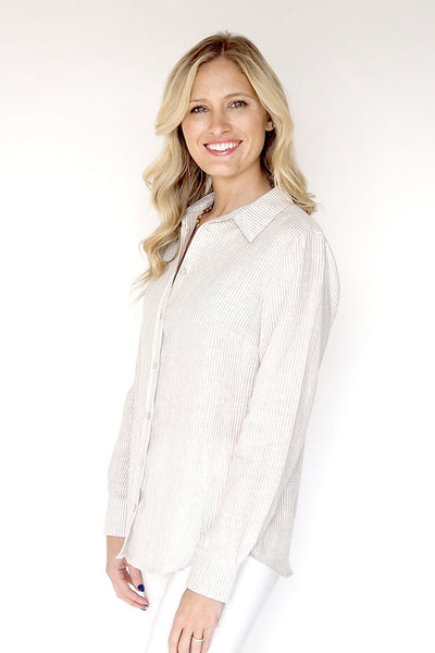 Classic Long-sleeved Shirt Natural Stripes
