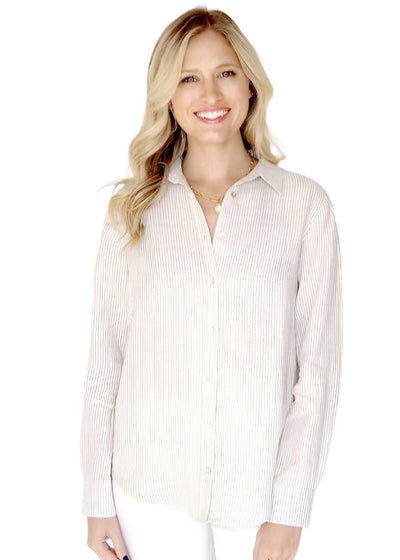 Classic Long-sleeved Shirt Natural Stripes