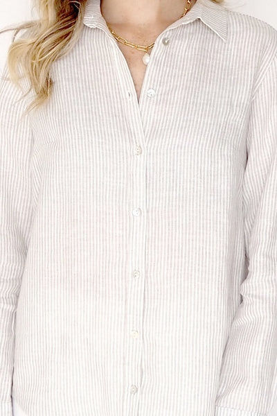Classic Long-sleeved Shirt Natural Stripes