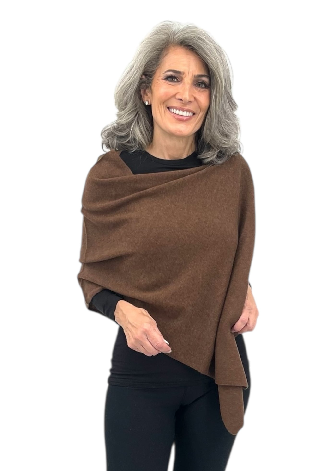 Cashmere Topper in Heather Cocoa