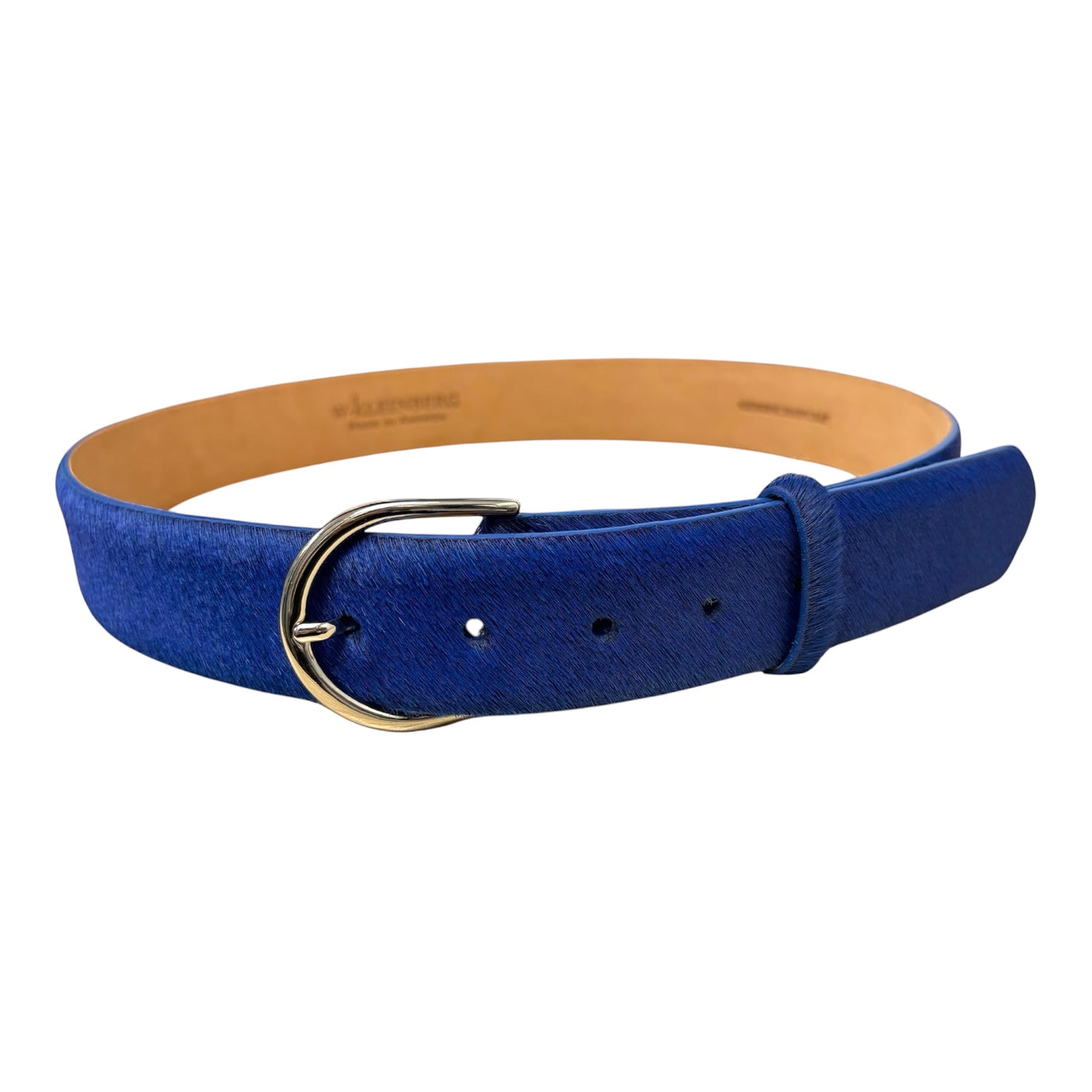 Haircalf Belt with Silver Buckle in Royal Blue