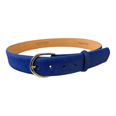 Haircalf Belt with Silver Buckle in Royal Blue