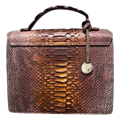 Vittoria Reptile Satchel in Chestnut/Gold