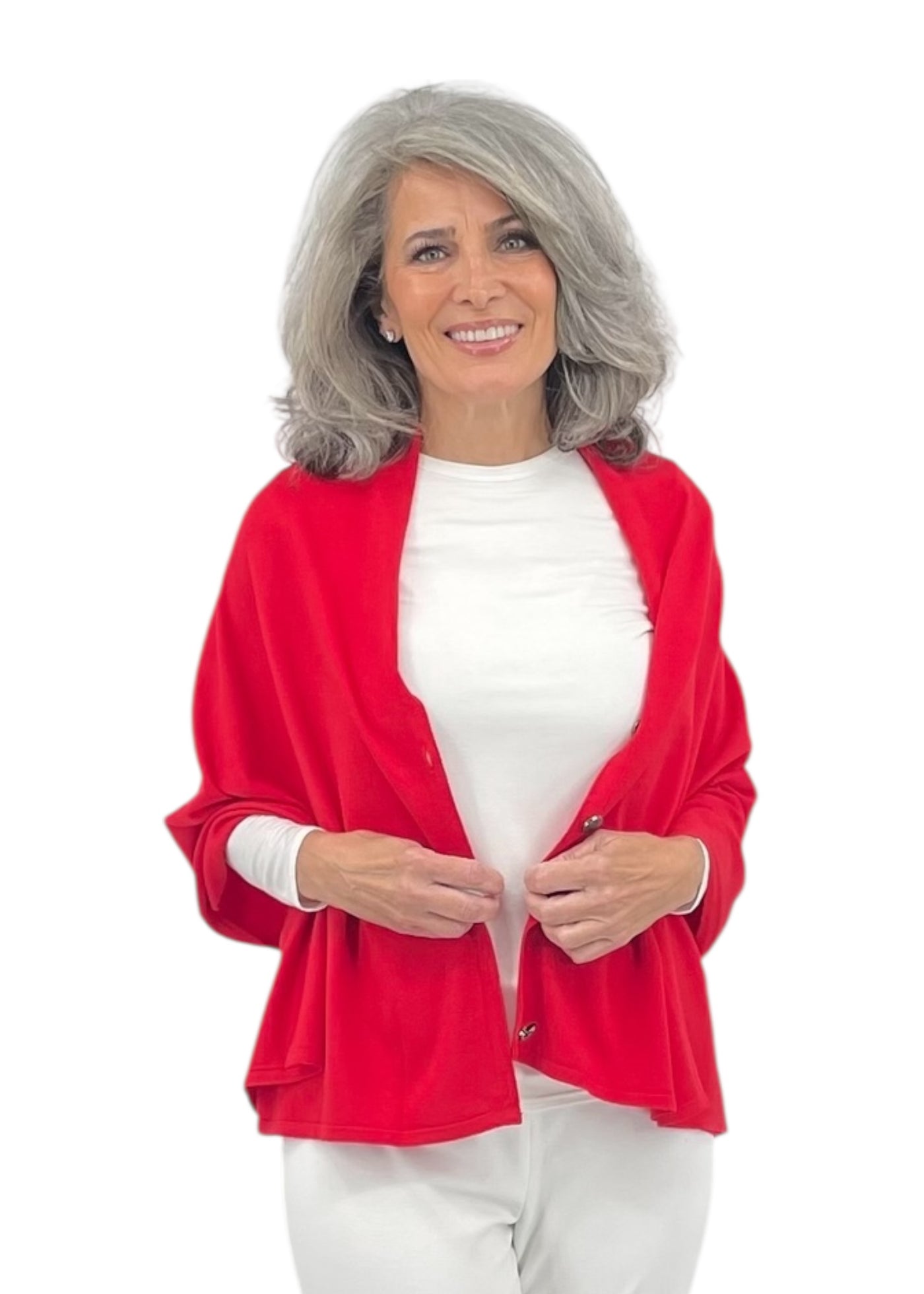 Button Pullover in Lipstick