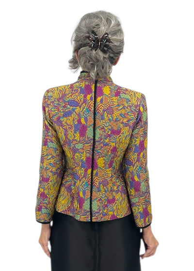 Ornate Flora Jacquard Wing Collar Jacket