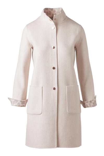 Reversible Leopard Print Coat in Cameo
