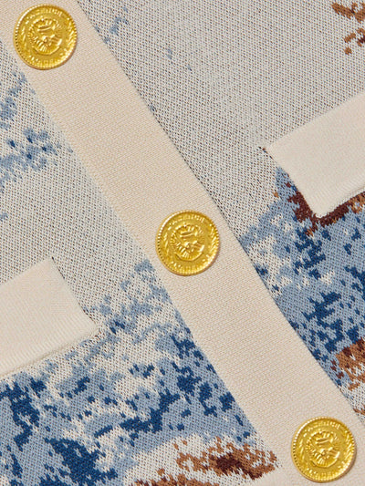 Osiris Jacquard Cardigan in Tan Multi Western Toile