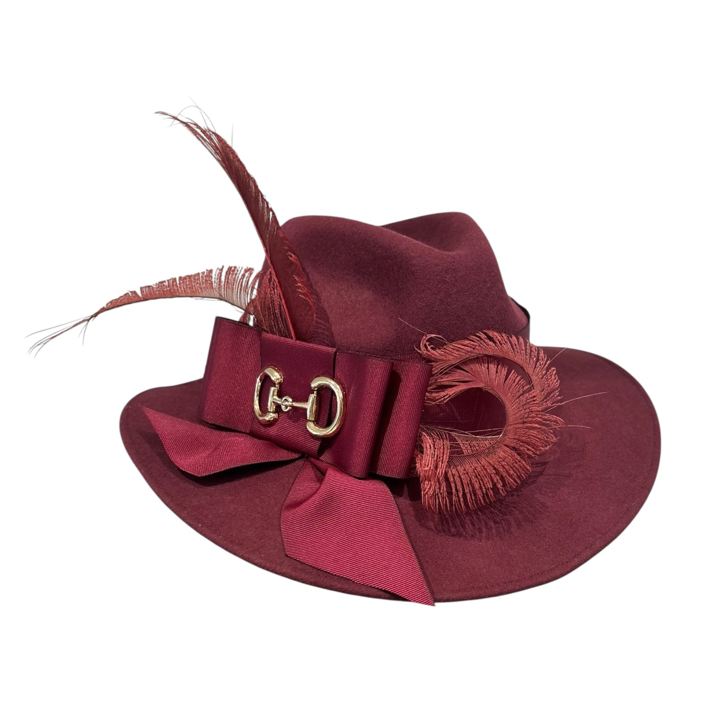 Large Brim Burgundy Fedora