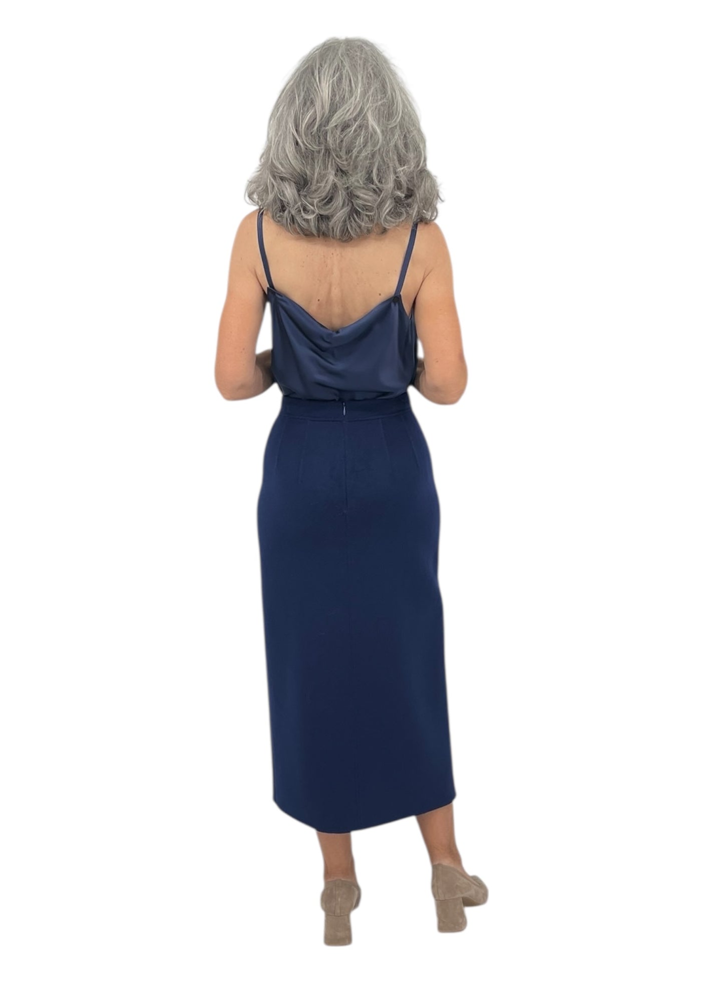 Double Face Slit Skirt in Sapphire