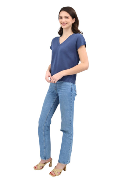 Cap Sleeve Vee in Indigo