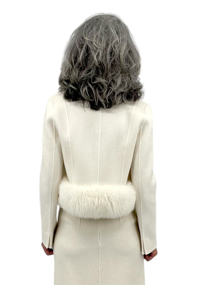 Cropped Wool Jacket with Fur in Ivory