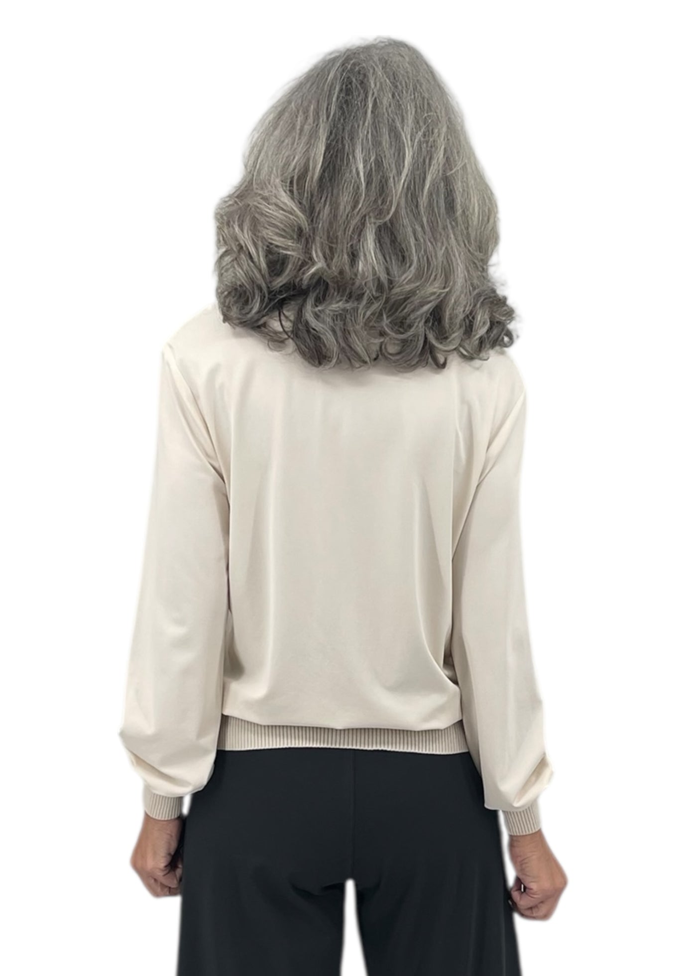 Turtleneck Top with Rib in Bone