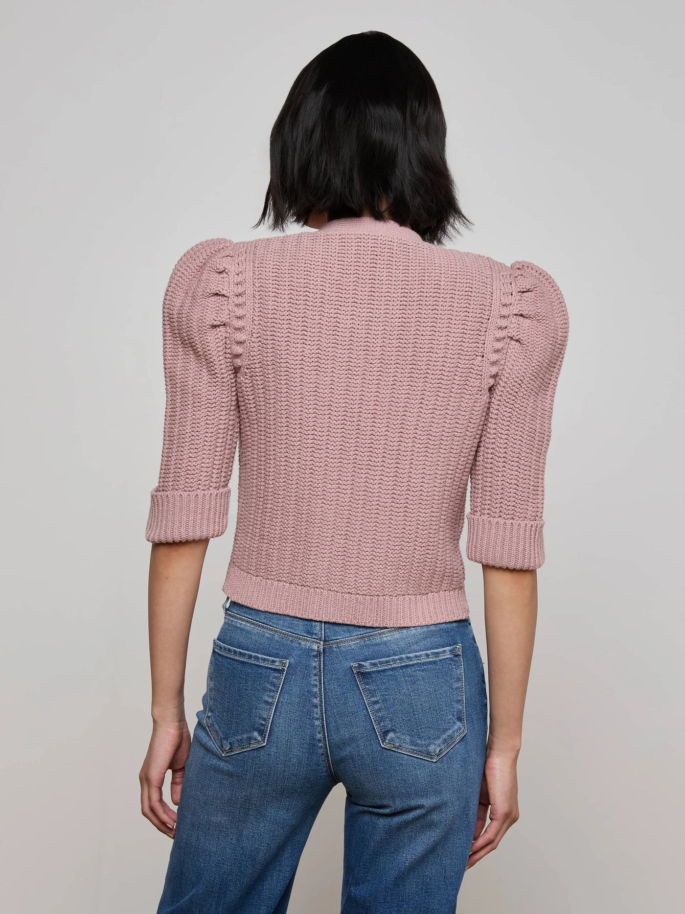 Delilah Cropped Cardigan in Light Mauve