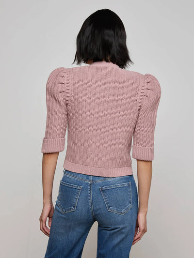 Delilah Cropped Cardigan in Light Mauve