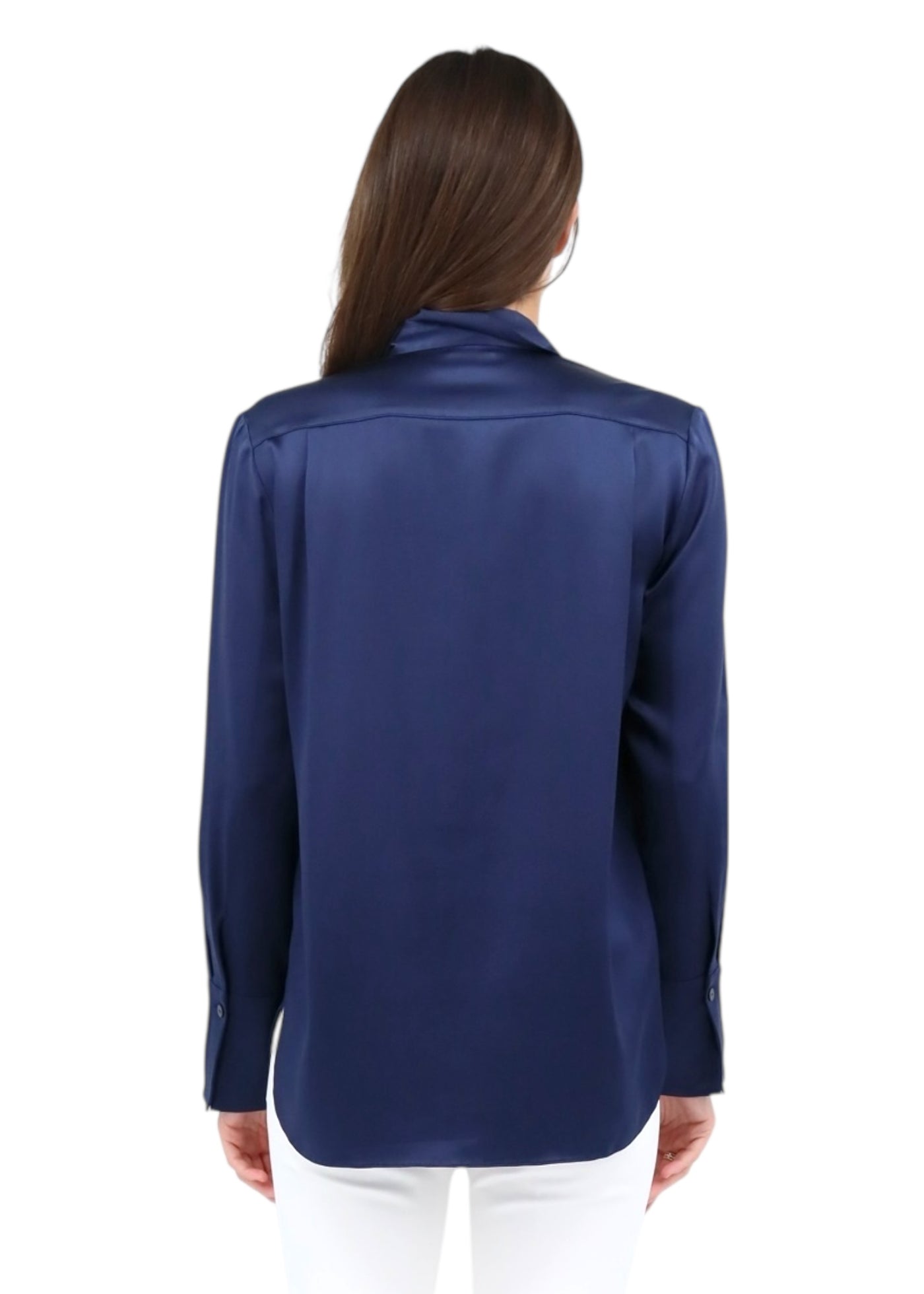 Full Cut Sateen Blouse in Navy