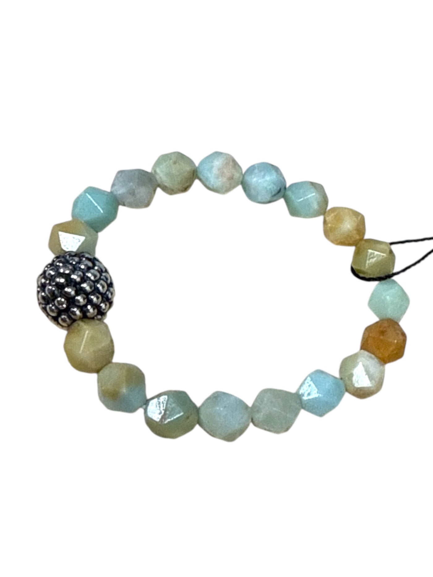 Stretch Round Silver Hemtite Bracelet
