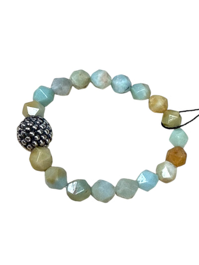 Stretch Round Silver Hemtite Bracelet