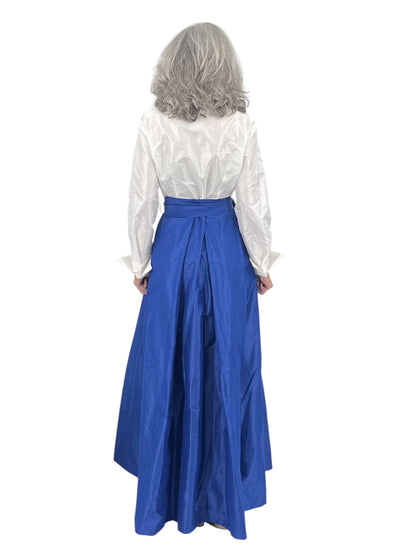 BB Brittany Silk Taffeta Shirt Gown in White/Navy
