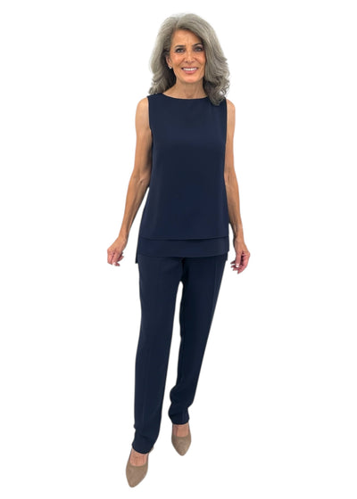Narrow Leg Pant With Back Elastic in Midnight