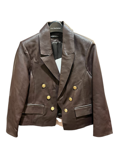 Cropped Leather Jacket in Espresso