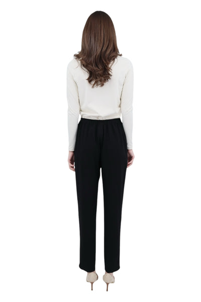 Supernova Matte Crepe Elastic Waist Cig Pant in Black