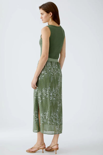 Sequin Midi Skirt in Shaded Moss