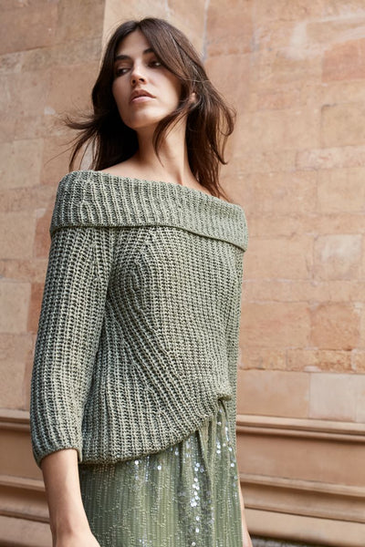 Sequin Midi Skirt in Shaded Moss